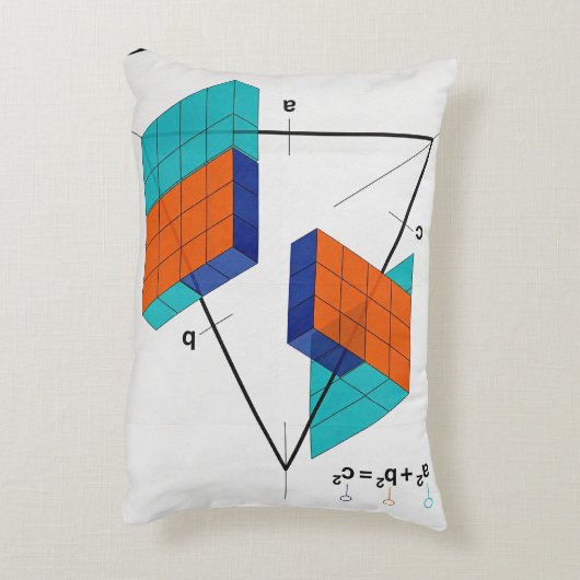 3D Pythagorean Theorem Math Pillow アクセントクッション (裏面(縦))