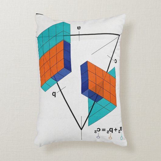 3D Pythagorean Theorem Math Pillow アクセントクッション (正面(垂直))