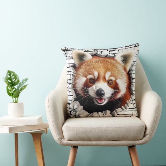 3D Red Panda Wall Break Art – Realistic Safari クッション (椅子)