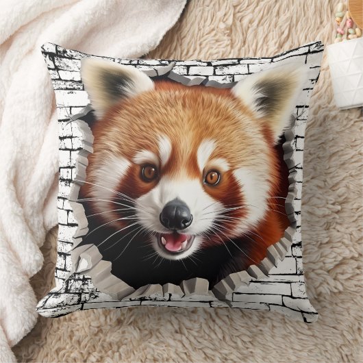 3D Red Panda Wall Break Art – Realistic Safari クッション (ブランケット)