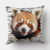 3D Red Panda Wall Break Art – Realistic Safari クッション (裏面)