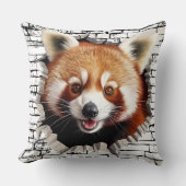 3D Red Panda Wall Break Art – Realistic Safari クッション (正面)