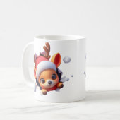 3D Reindeer Christmas Coffee Mug – Festive Holiday コーヒーマグカップ (正面左)