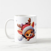 3D Reindeer Christmas Coffee Mug – Festive Holiday コーヒーマグカップ (左)