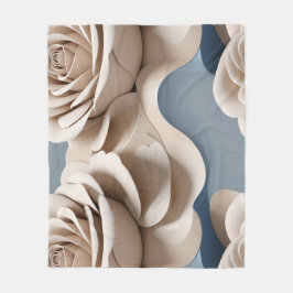 3d Rendered Roses In Shades Of Blue And White フリースブランケット