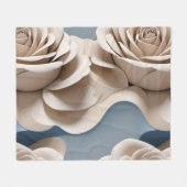 3d Rendered Roses In Shades Of Blue And White フリースブランケット (正面(横))