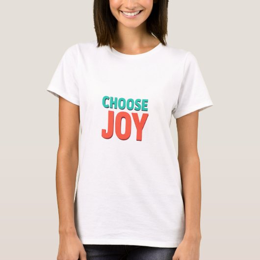 3D Rendered Text Graphic – “CHOOSE JOY” in Teal an Tシャツ (正面)