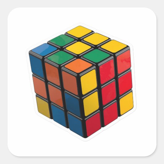 3D Retro 80s Rubik's Cube Puzzle Die-Cut Sticker スクエアシール (正面)
