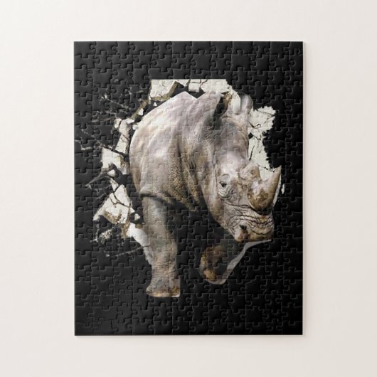 3d Rhino -アフリカのサファリ動物のサイ ジグソーパズル (縦)