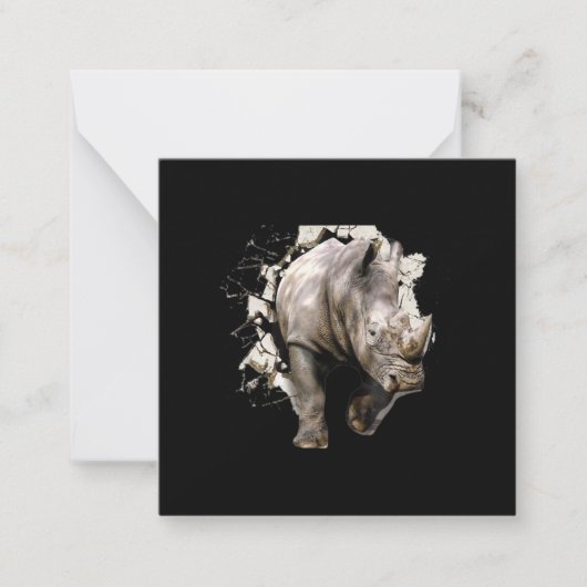 3d Rhino -アフリカのサファリ動物のサイ ノートカード (正面)