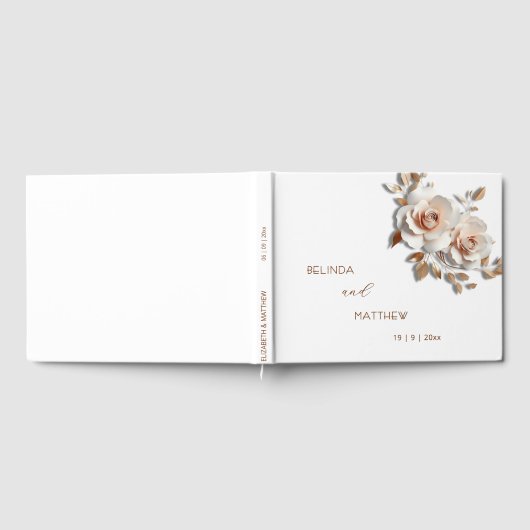 3D Roses Rose Gold Flower | Wedding ゲストブック (全面)
