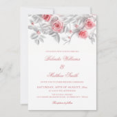  3D Roses Simple White Floral Wedding 招待状 (正面)