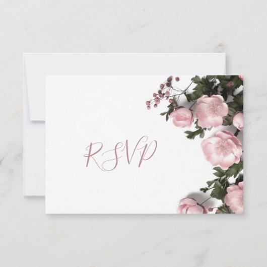 3D  Roses Wildflowers Wedding 出欠カード (裏面)