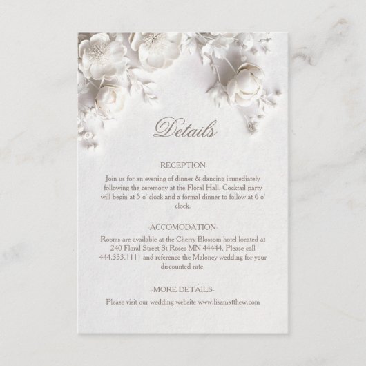 3D Roses Wildflowers White エンクロージャーカード (正面)