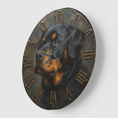 3D Rottweiler rustic pet sculpture dog lover gift ラージ壁時計 (傾斜)