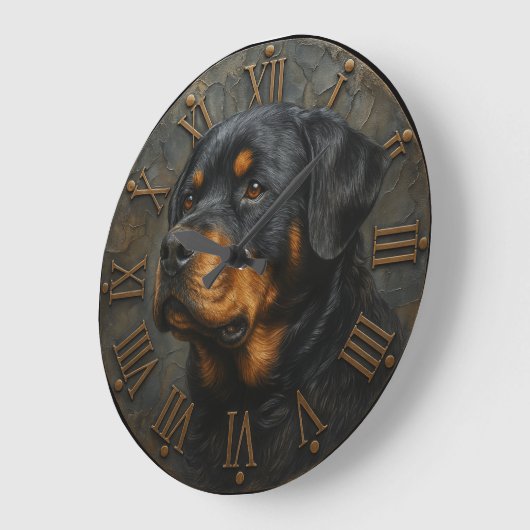 3D Rottweiler rustic pet sculpture dog lover gift ラージ壁時計 (傾斜)