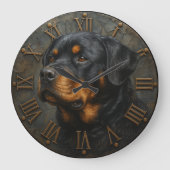 3D Rottweiler rustic pet sculpture dog lover gift ラージ壁時計 (正面)