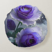 3D Royal Blue Rose Illusion Luxury Round Pillow  ラウンドクッション (裏面)