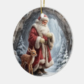 3D Santa and Deer Ceramic Christmas Ornament セラミックオーナメント (左)