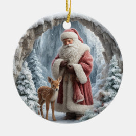 3D Santa and Deer Ceramic Christmas Ornament セラミックオーナメント