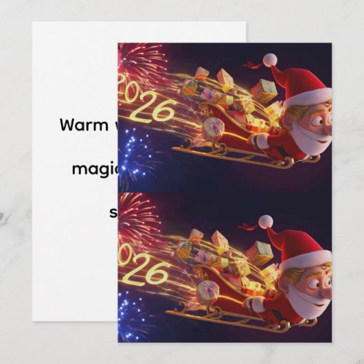 3D Santa Claus Christmas Greeting Card – Festive H (正面/裏面)
