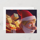 3D Santa Claus Christmas Greeting Card – Festive H シーズンポストカード (正面/裏面)