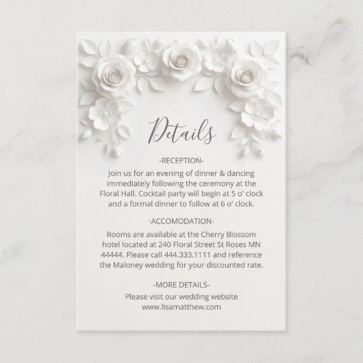 3D Sculptured Roses Minimalist White エンクロージャーカード (正面)