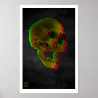 3D Skulls Fine Art Print Gothic Horror Dinosaur ポスター
