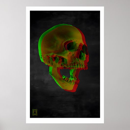 3D Skulls Fine Art Print Gothic Horror Dinosaur ポスター (正面)