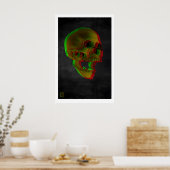 3D Skulls Fine Art Print Gothic Horror Dinosaur ポスター (キッチン)