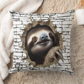 3D Sloth Wall Break Art – Realistic Safari クッション (ブランケット)