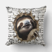 3D Sloth Wall Break Art – Realistic Safari クッション (正面)