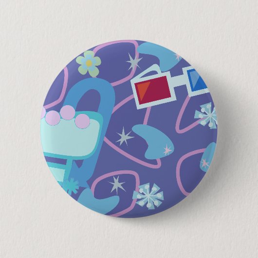 3D Specsの五十年代のブーメランパターン 缶バッジ (正面)