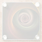 3D Spiral Abstract Warm Colors Modern Fractal Art ガラスコースター (裏面)