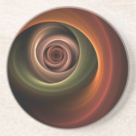 3D Spiral Abstract Warm Colors Modern Fractal Art コースター