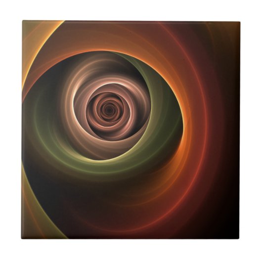 3D Spiral Abstract Warm Colors Modern Fractal Art タイル (正面)