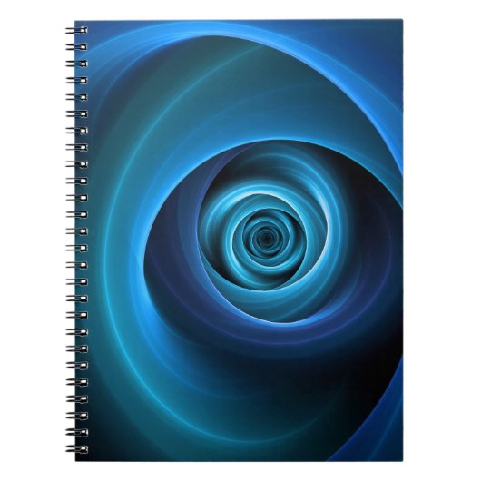 3D Spiral Blue Colors Modern Abstract Fractal Art ノートブック (正面)