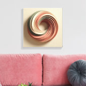 3D Spiral Surreal Abstract Art in Earth Tones キャンバスプリント (インサイチュ (リビング))