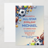 3D Sports Champion All Star Birthday Party 招待状 (正面/裏面)