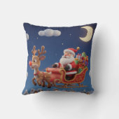 3D Style Christmas Night Sleigh Pillow クッション (裏面)