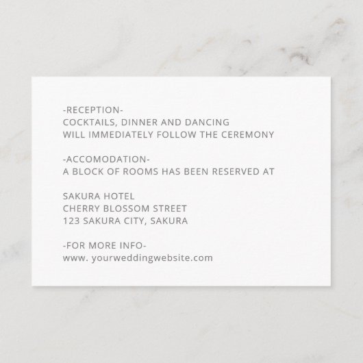 3D Stylized Lilly Wedding Details エンクロージャーカード (裏面)