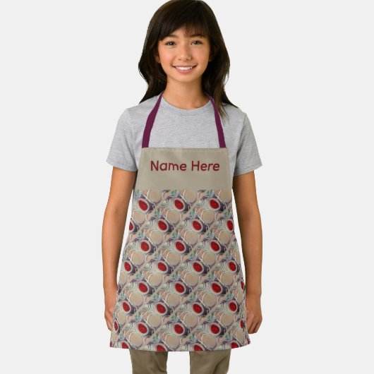 3D Tan and Burgundy Modern Pattern エプロン (インサイチュ)