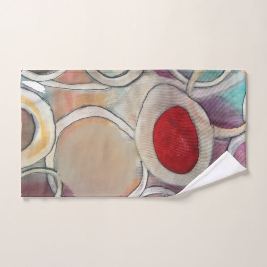 3D Tan and Burgundy Modern Pattern ハンドタオル (ハンドタオル)