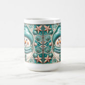 3D Teal Christmas Snowman  コーヒーマグカップ (中央)