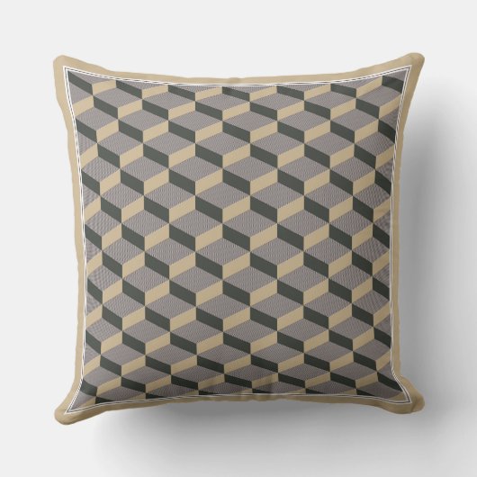 3D tiles beige design Throw Pillow クッション (裏面)