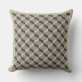 3D tiles beige design Throw Pillow クッション (正面)