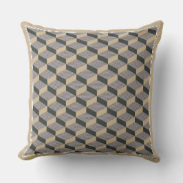 3D tiles beige design Throw Pillow クッション