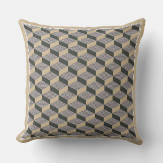 3D tiles beige design Throw Pillow クッション