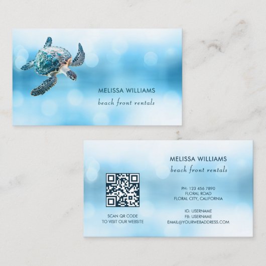 3D Turtle Beach Front Rentals  名刺 (正面/裏面)