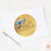 3D Turtle Mele Kalikimaka | Custom ラウンドシール (封筒)